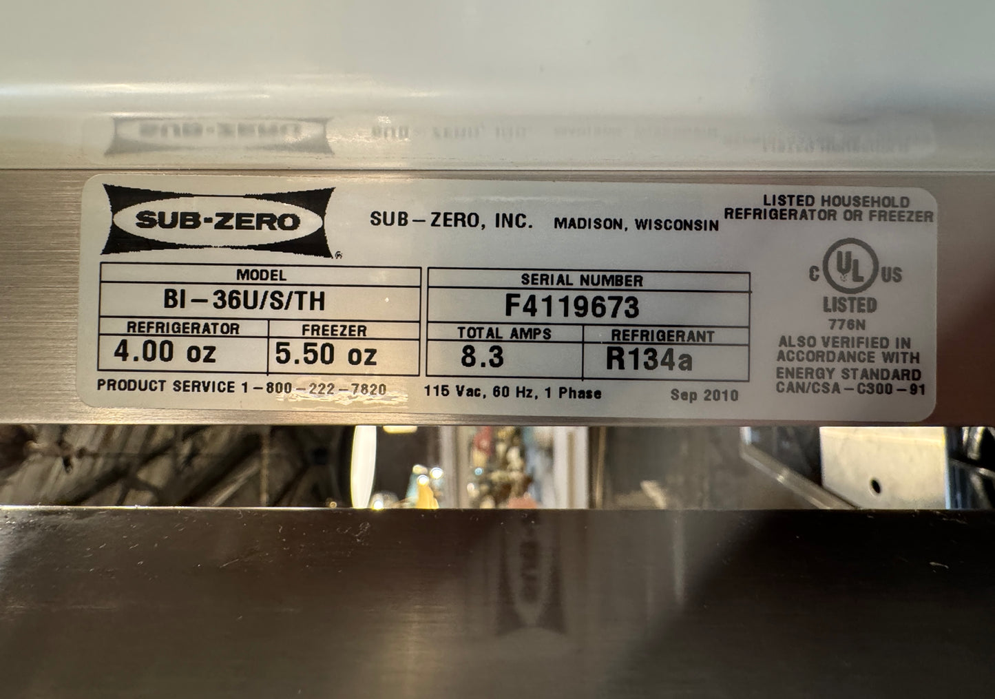 Sub-Zero 36" Stainless Steel Refrigerator