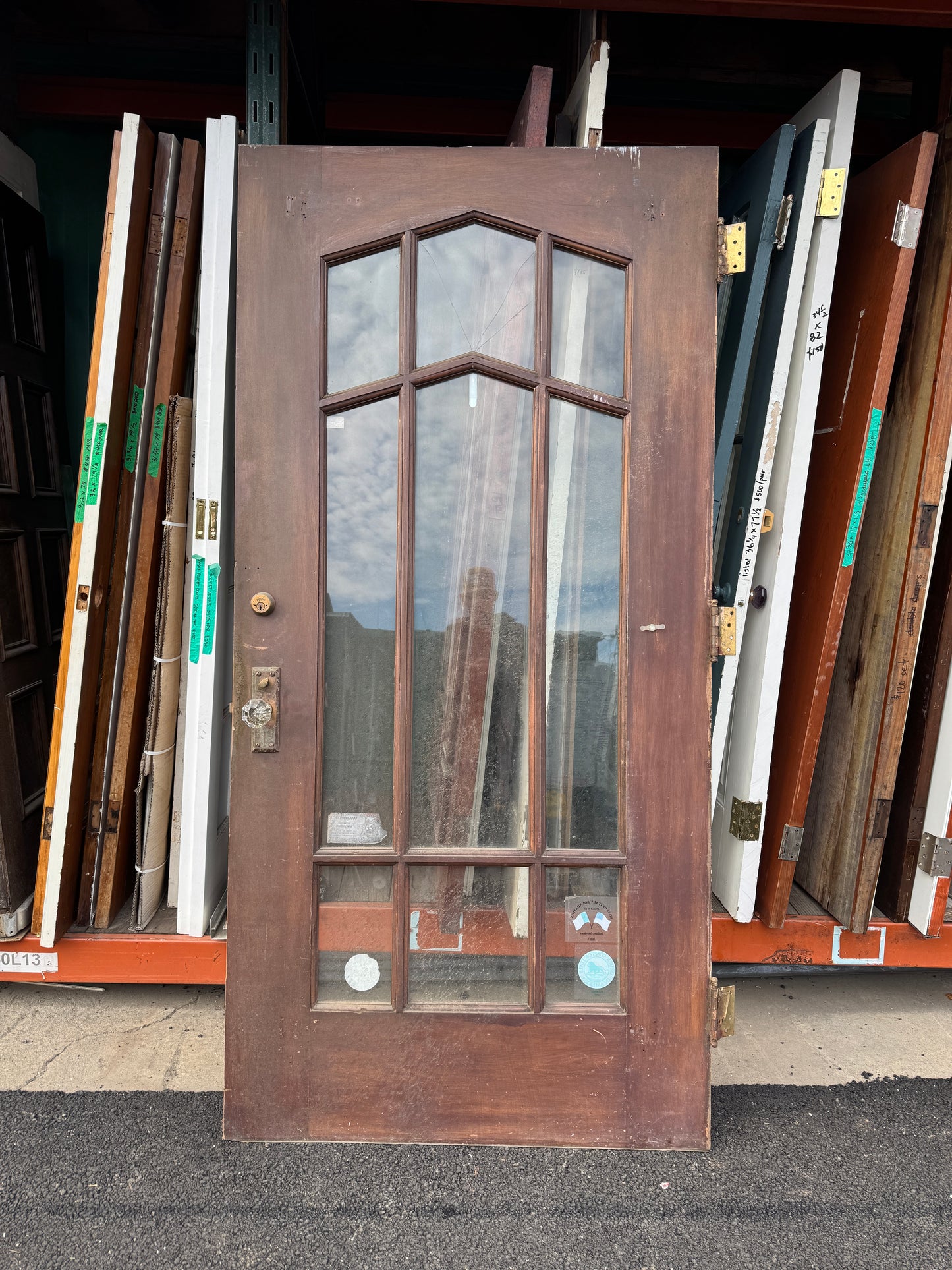 Large Vintage Solid Wood Exterior Front Door