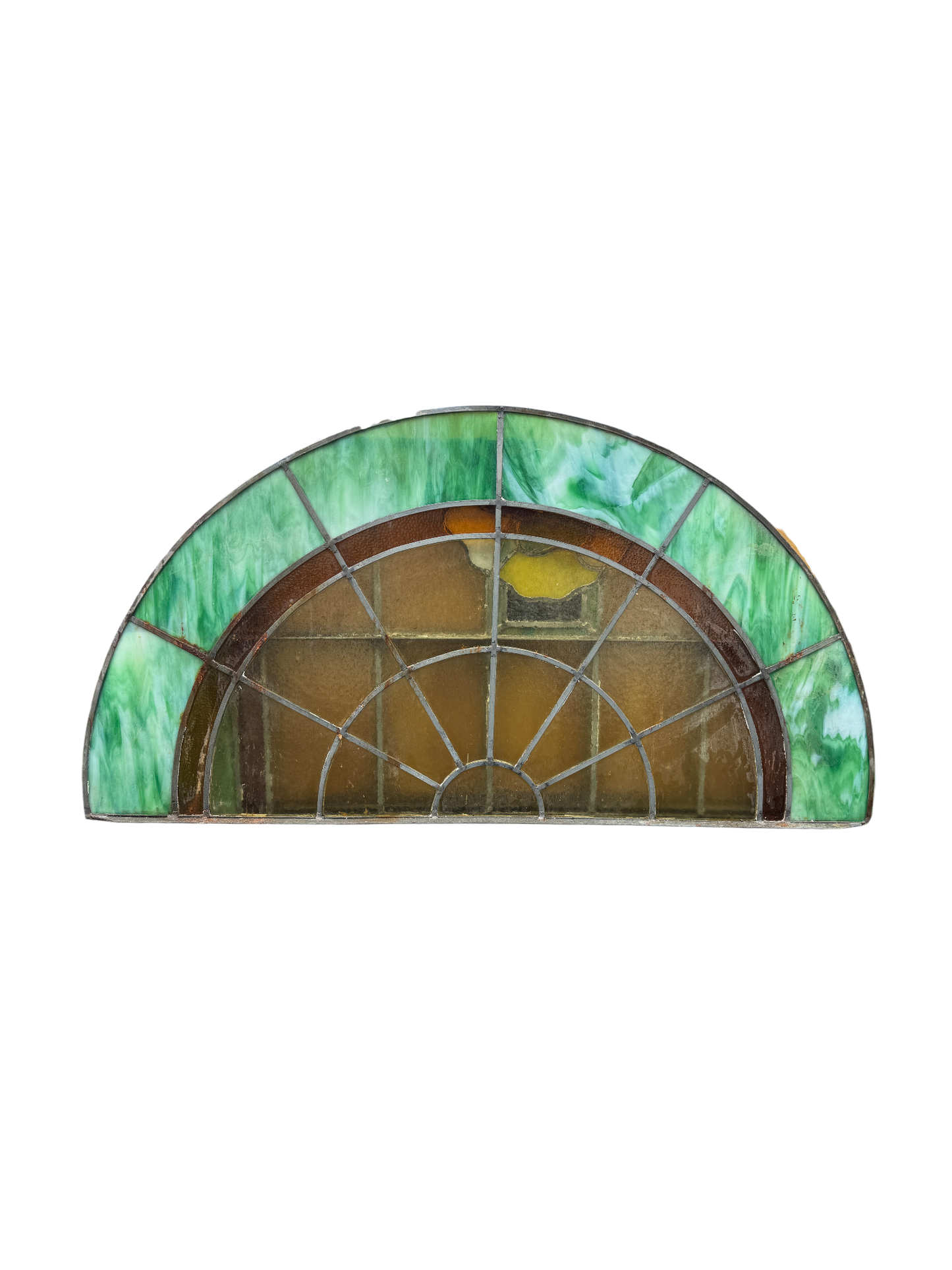 Vintage Stained Glass Arc Window