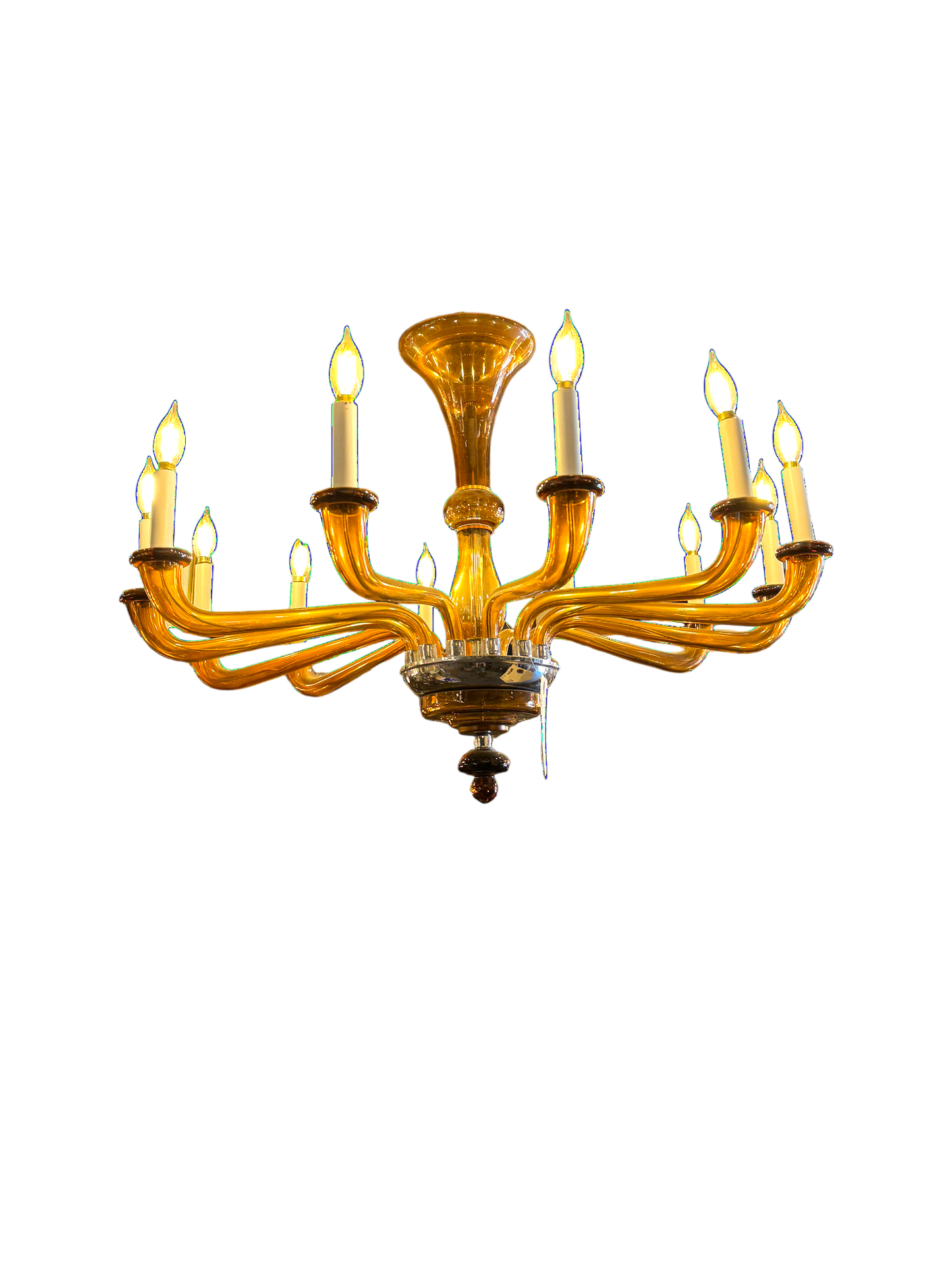 Hand-Made Murano 12-Arm Glass Chandelier