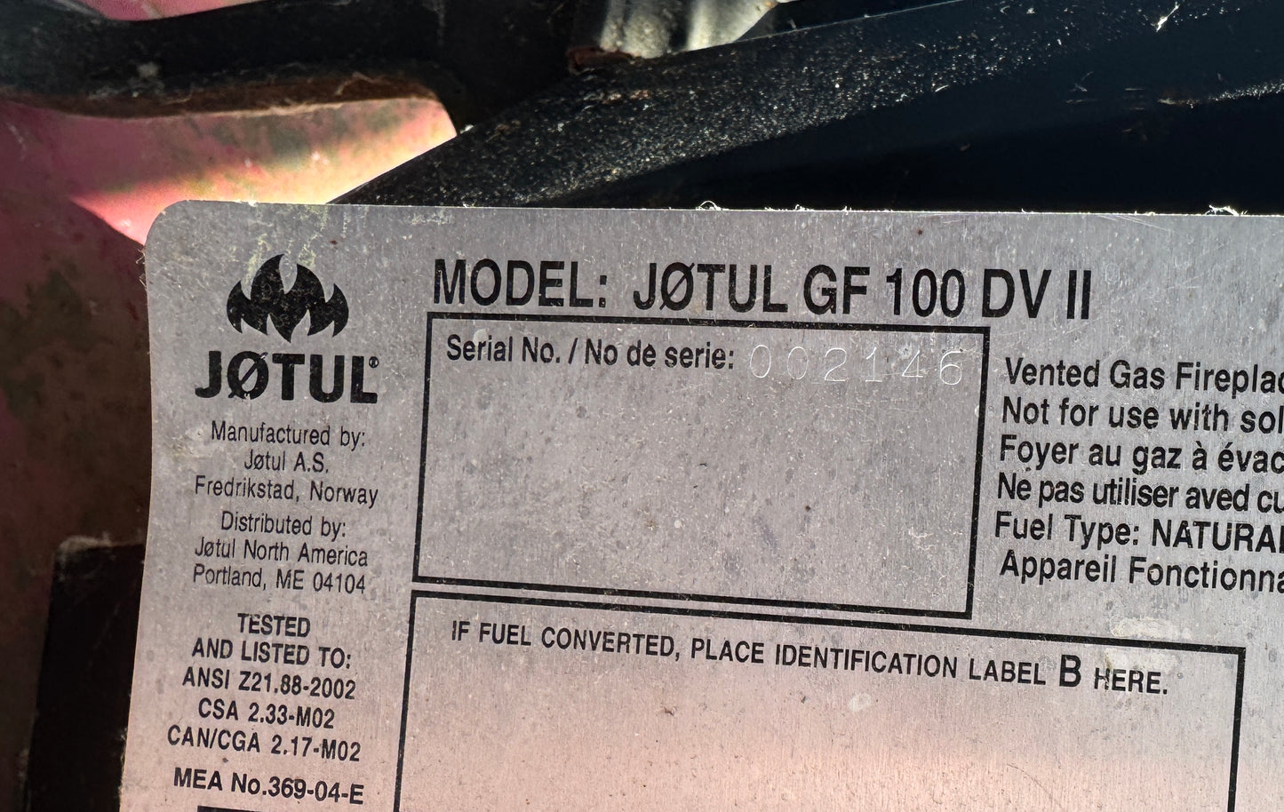 Jotul Vented Freestanding Gas Fireplace