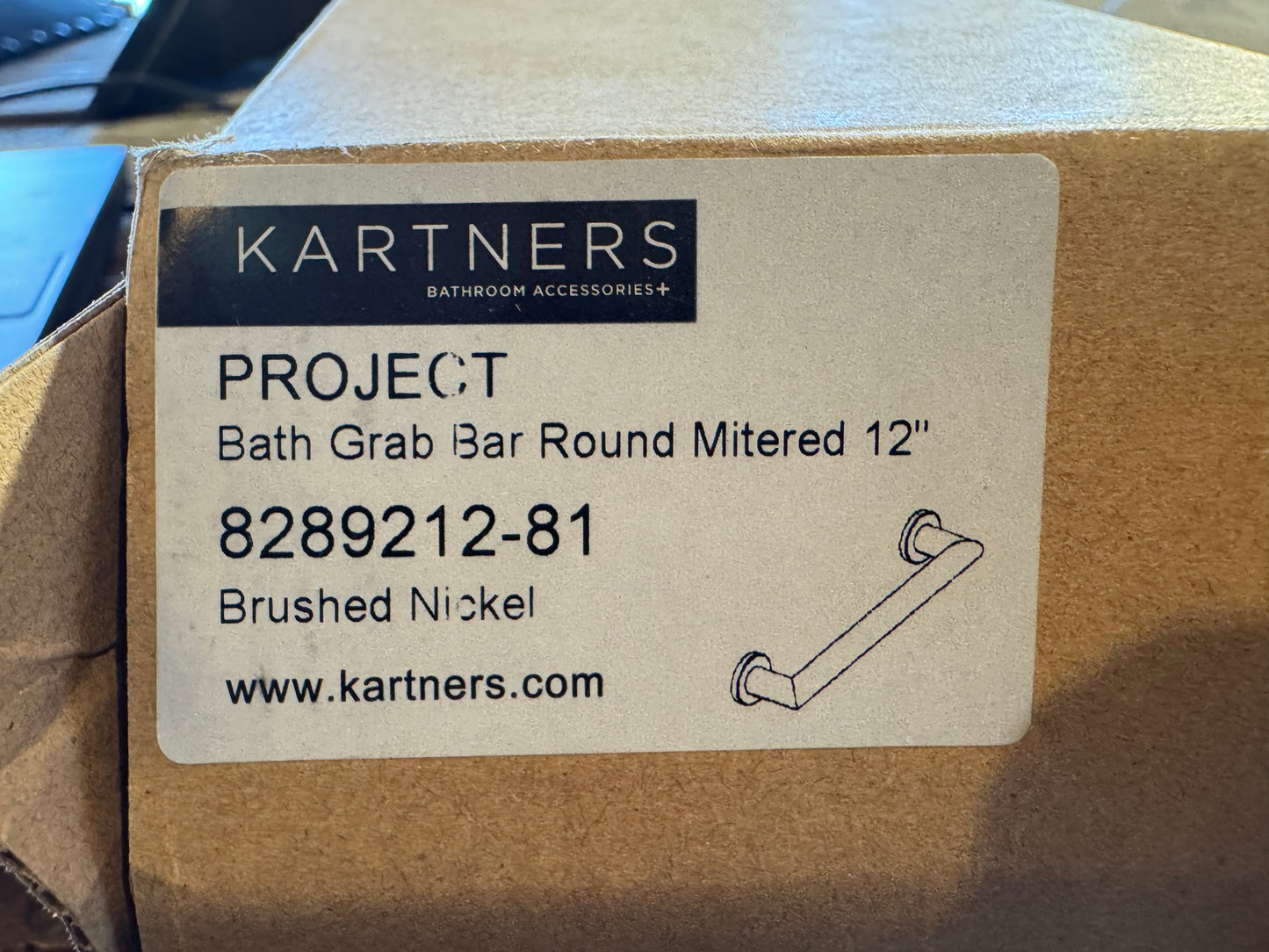 Kartners 12" Bath Grab Bar Round Mitered Brushed Nickel