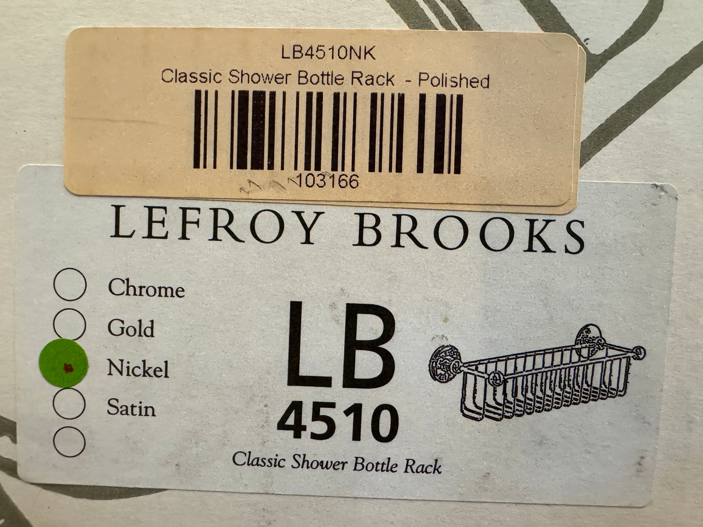 New Lefroy Brooks Classic Shower Bottle Rack Caddy LB4510 Nickel
