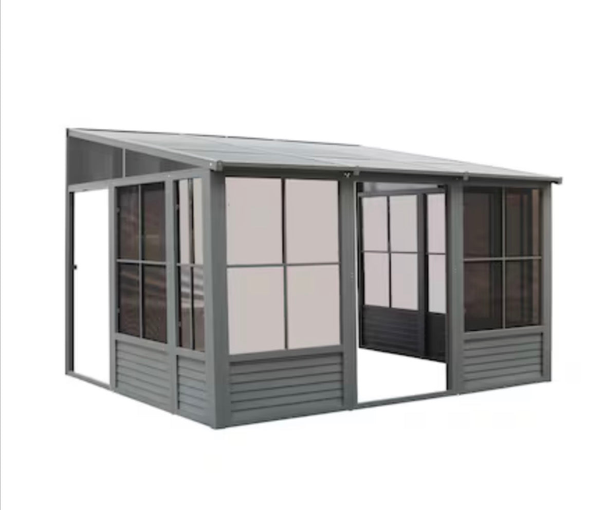 8X16 Grey Gazebo Penguin Florence Solarium With Hardtop Roof