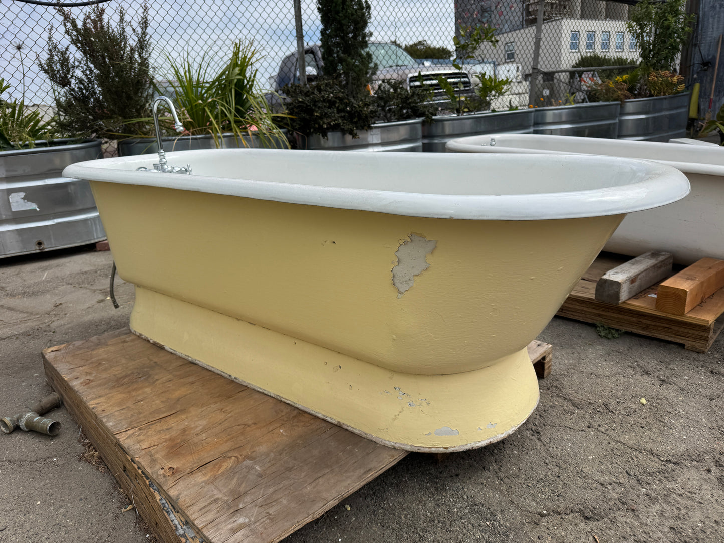 Antique Skirted Freestanding Cast Iron Pedestal Bathtub