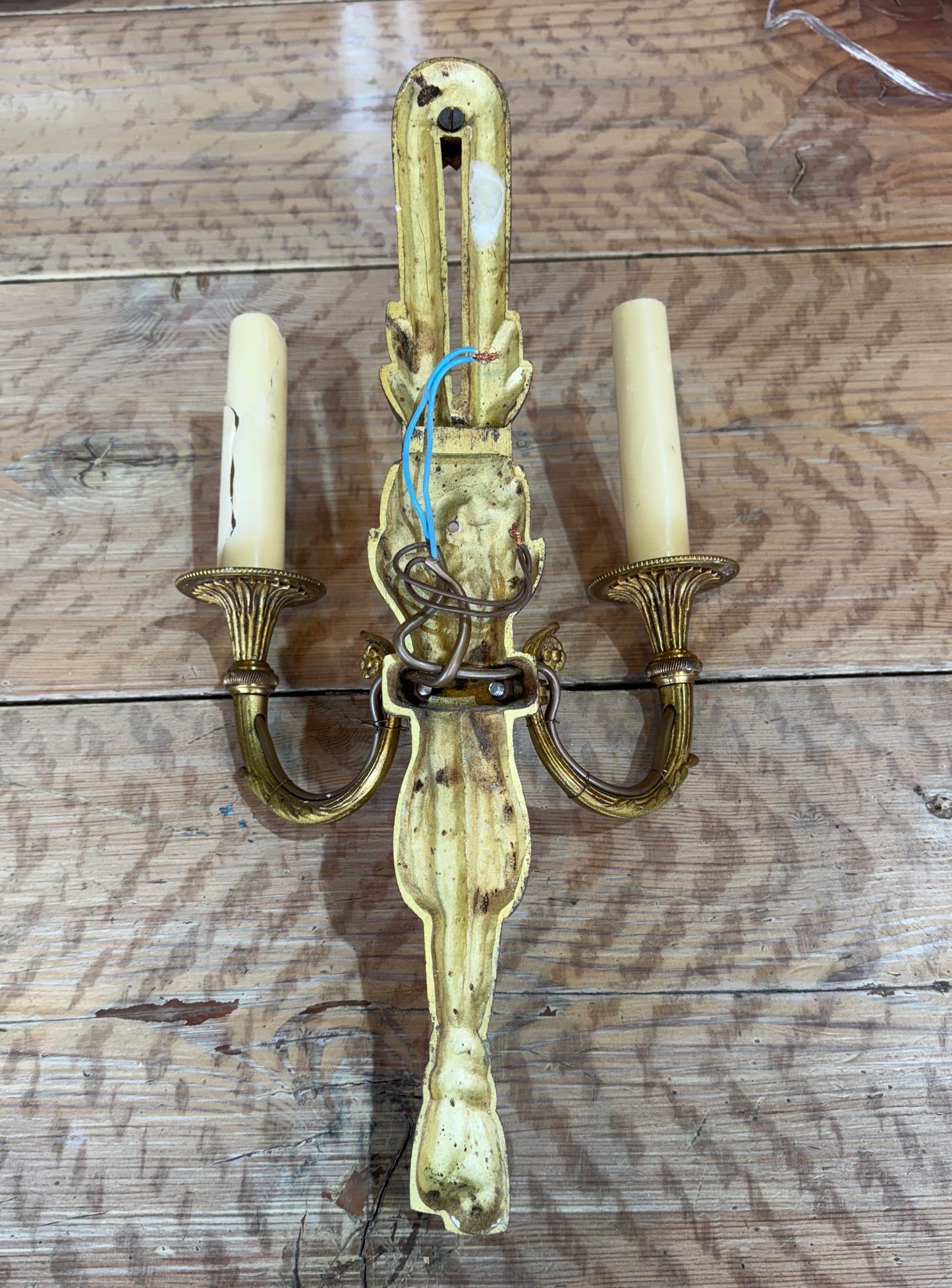 Pair of Gilt Bronze Sconces - Ribbon & Tassel
