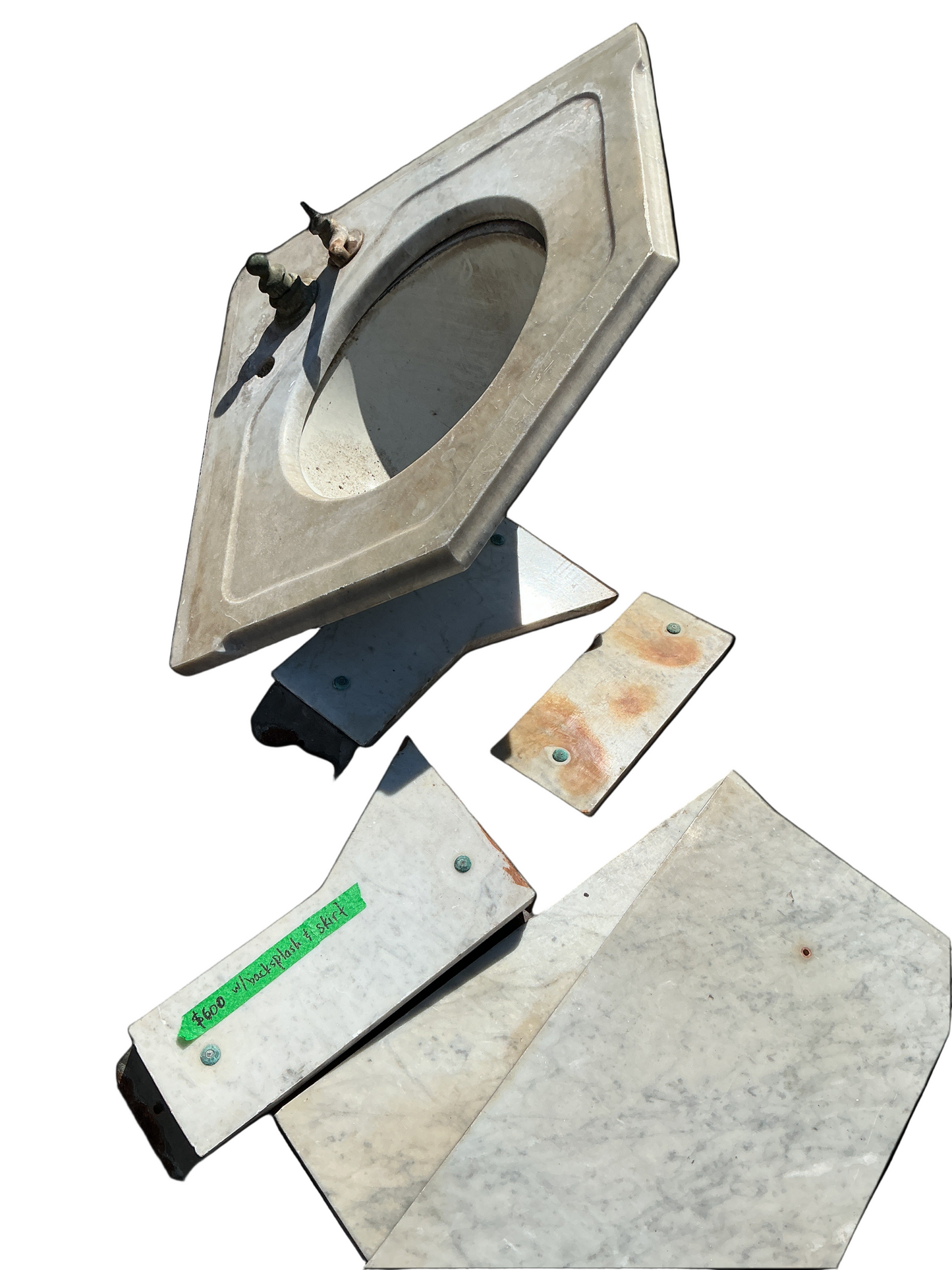 Marble corner sink with backsplash&skirt