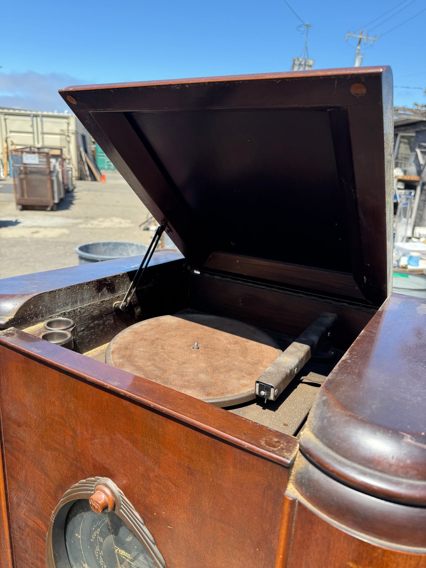 Art Deco Zenith Console Tube Radio 78 Record Player