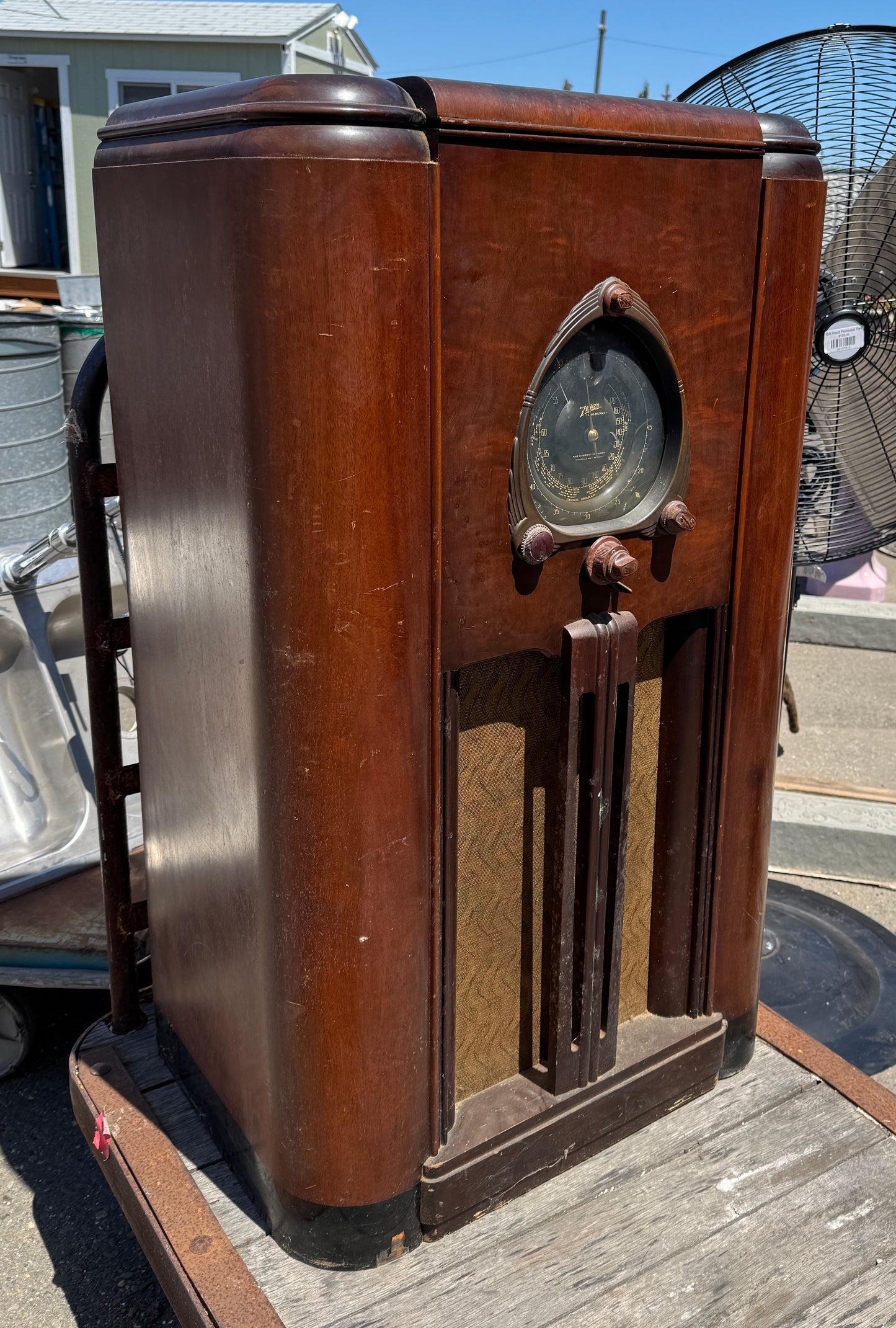 Art Deco Zenith Console Tube Radio 78 Record Player