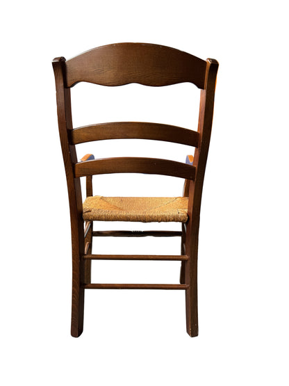 Walnut Armchair With Ladder Back And Rush Seat