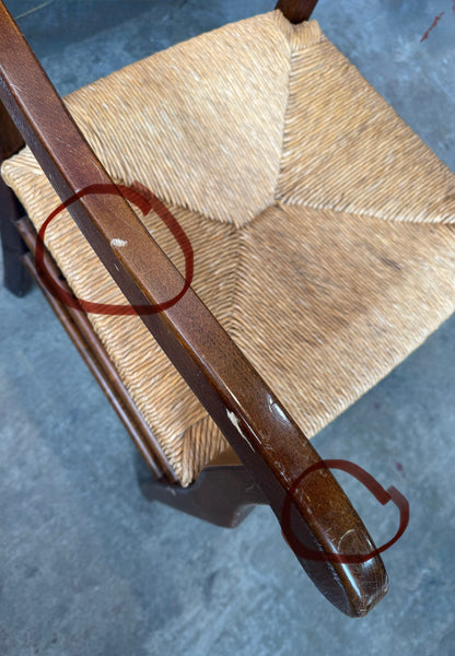 Walnut Armchair With Ladder Back And Rush Seat