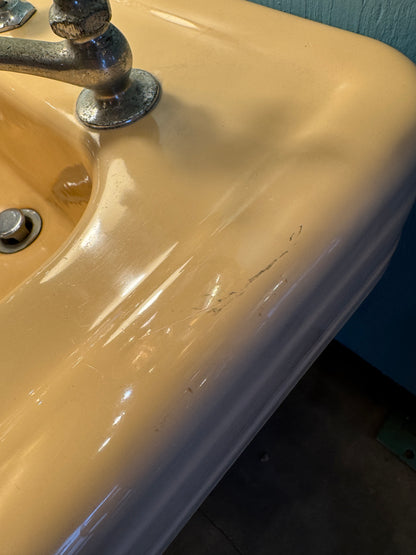 1950's Vintage Crane Cast Iron Bathroom Pedestal Sink