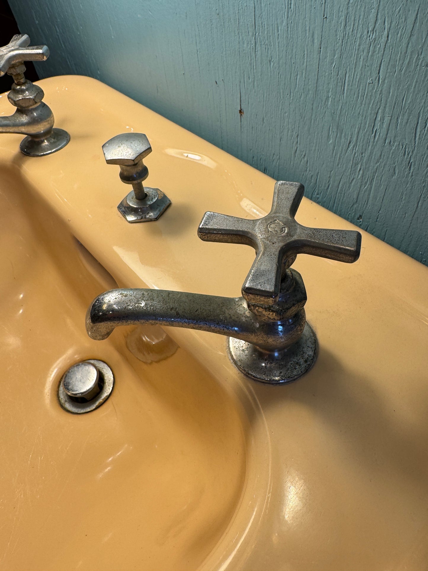 1950's Vintage Crane Cast Iron Bathroom Pedestal Sink