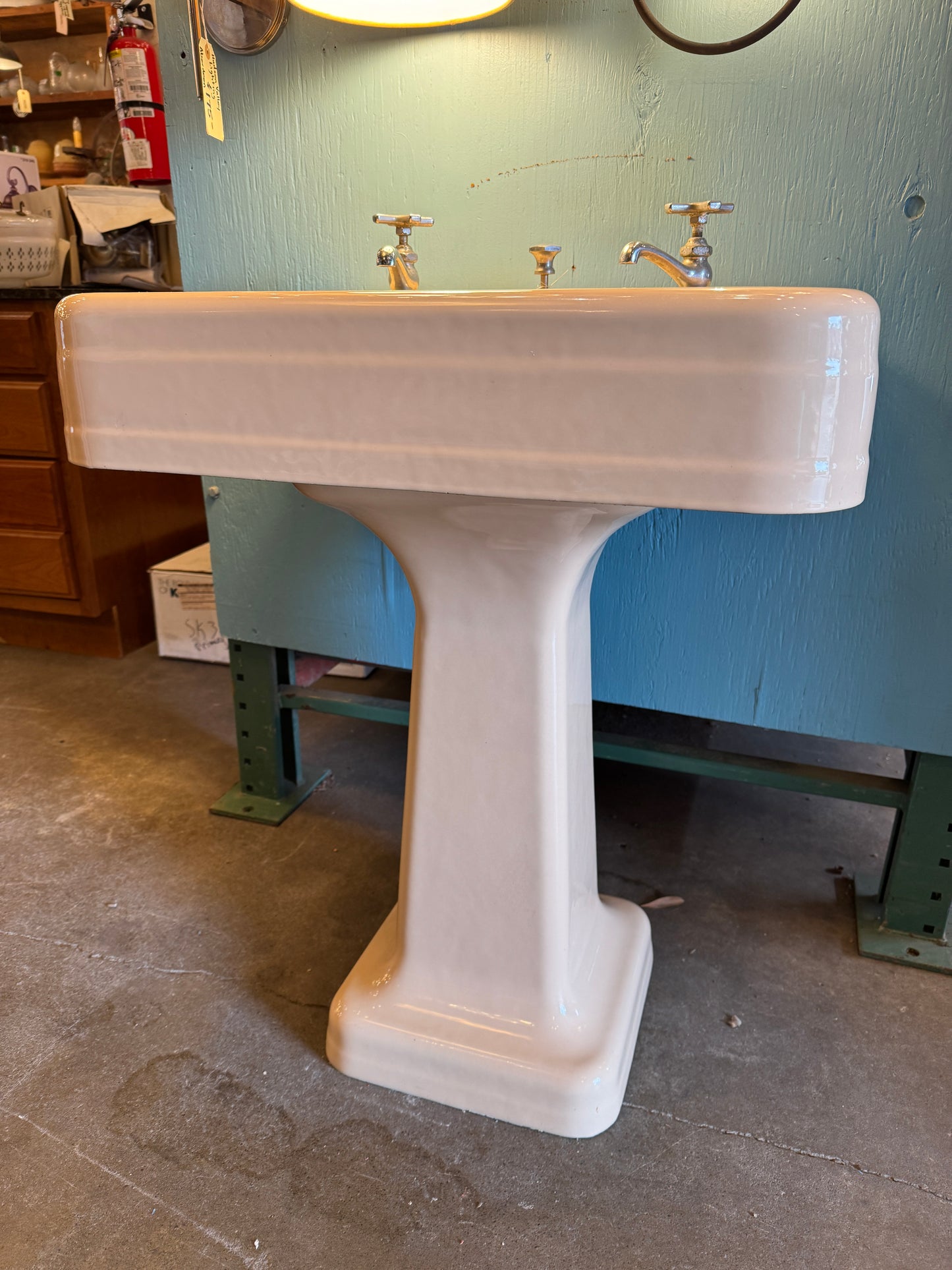 1950's Vintage Crane Cast Iron Bathroom Pedestal Sink