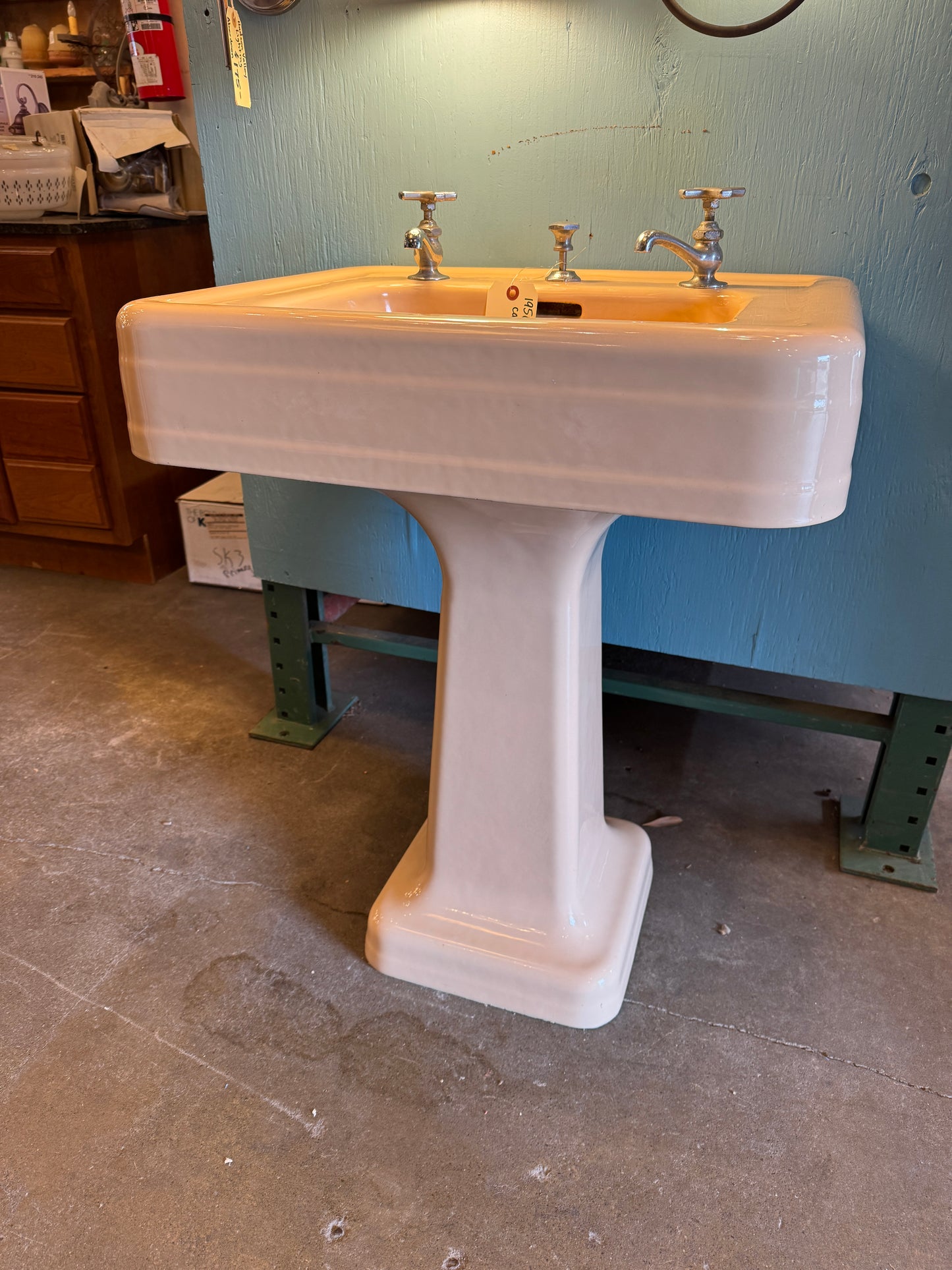 1950's Vintage Crane Cast Iron Bathroom Pedestal Sink