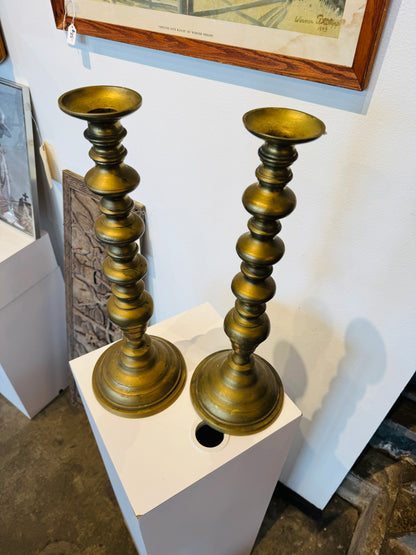 Pair of 1920's Large Brass Candlesticks