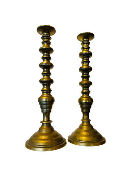 Pair of 1920's Large Brass Candlesticks