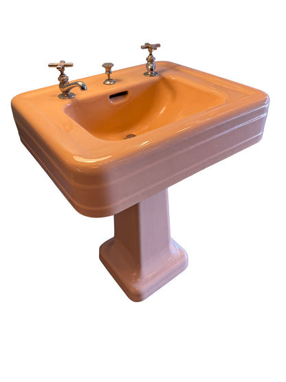 1950's Vintage Crane Cast Iron Bathroom Pedestal Sink