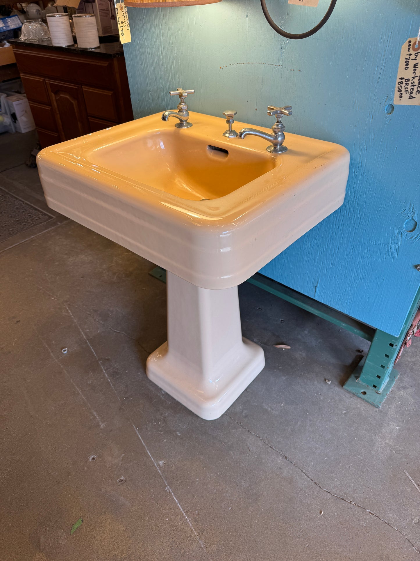 1950's Vintage Crane Cast Iron Bathroom Pedestal Sink