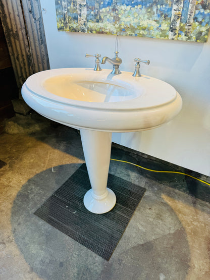 White Kohler Revival Lavatory Pedestal Sink Bathroom