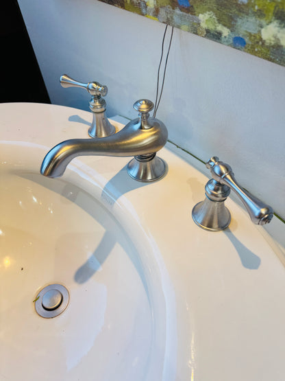 White Kohler Revival Lavatory Pedestal Sink Bathroom