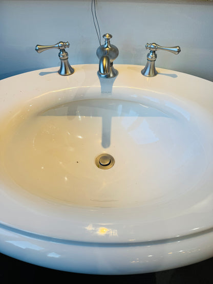 White Kohler Revival Lavatory Pedestal Sink Bathroom