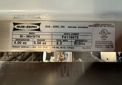 Sub-Zero 36" Stainless Steel Refrigerator