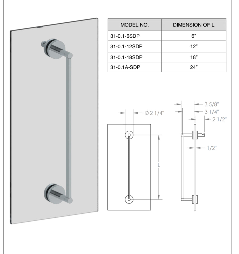 Watermark Brooklyn 18" Shower Door Pull With Knob