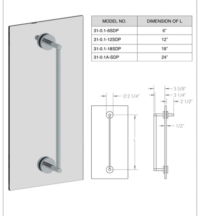 Watermark Brooklyn 18" Shower Door Pull With Knob