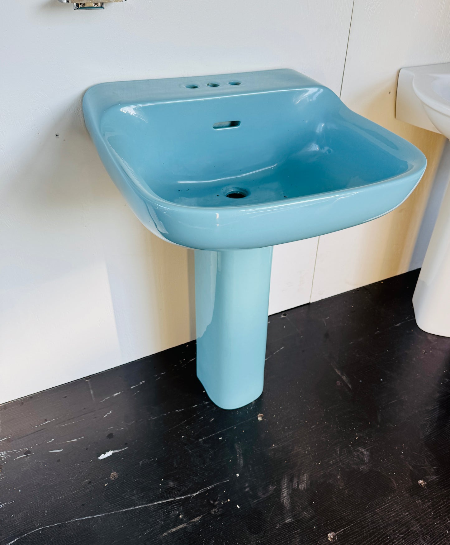 Vintage Light Blue Pedestal Sink
