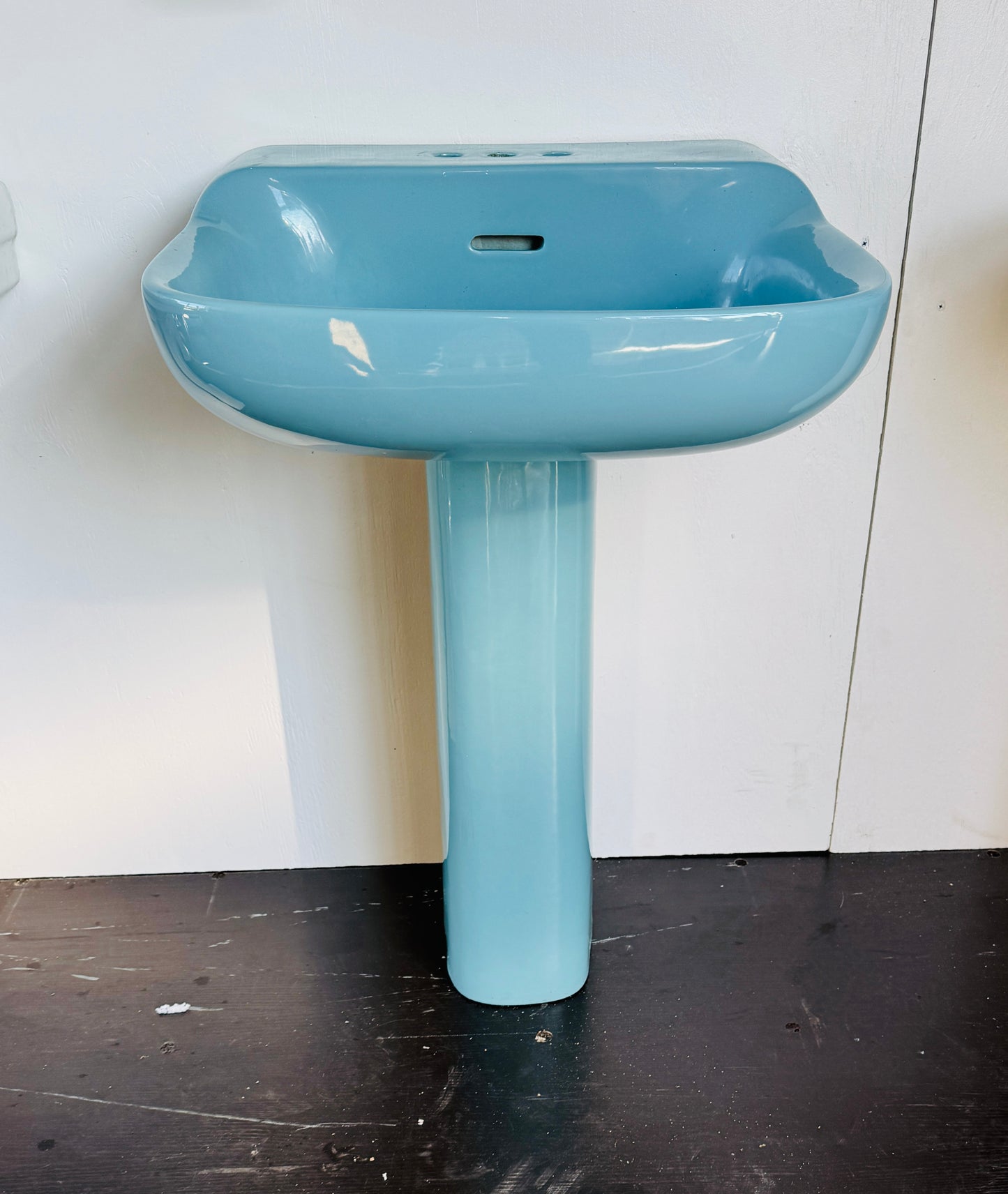 Vintage Light Blue Pedestal Sink