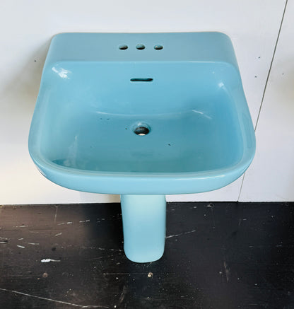 Vintage Light Blue Pedestal Sink