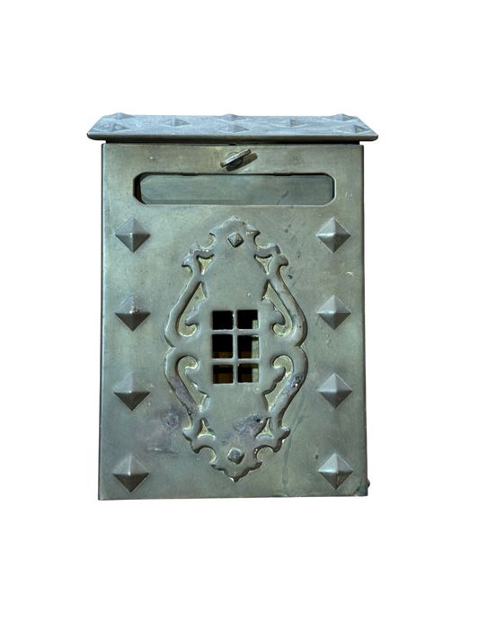 Vintage Brass Mailbox Wall Mount Arts & Crafts Tudor