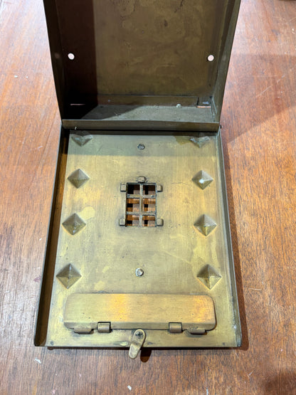Vintage Brass Mailbox Wall Mount Arts & Crafts Tudor