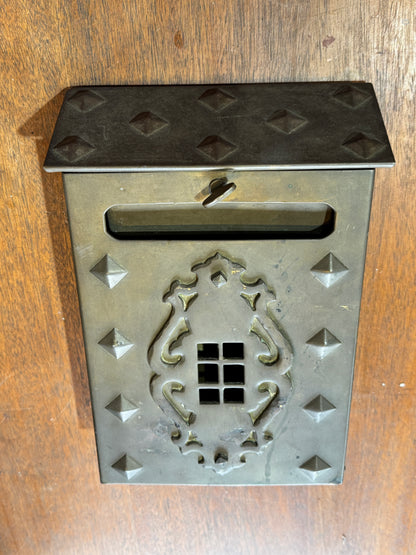 Vintage Brass Mailbox Wall Mount Arts & Crafts Tudor