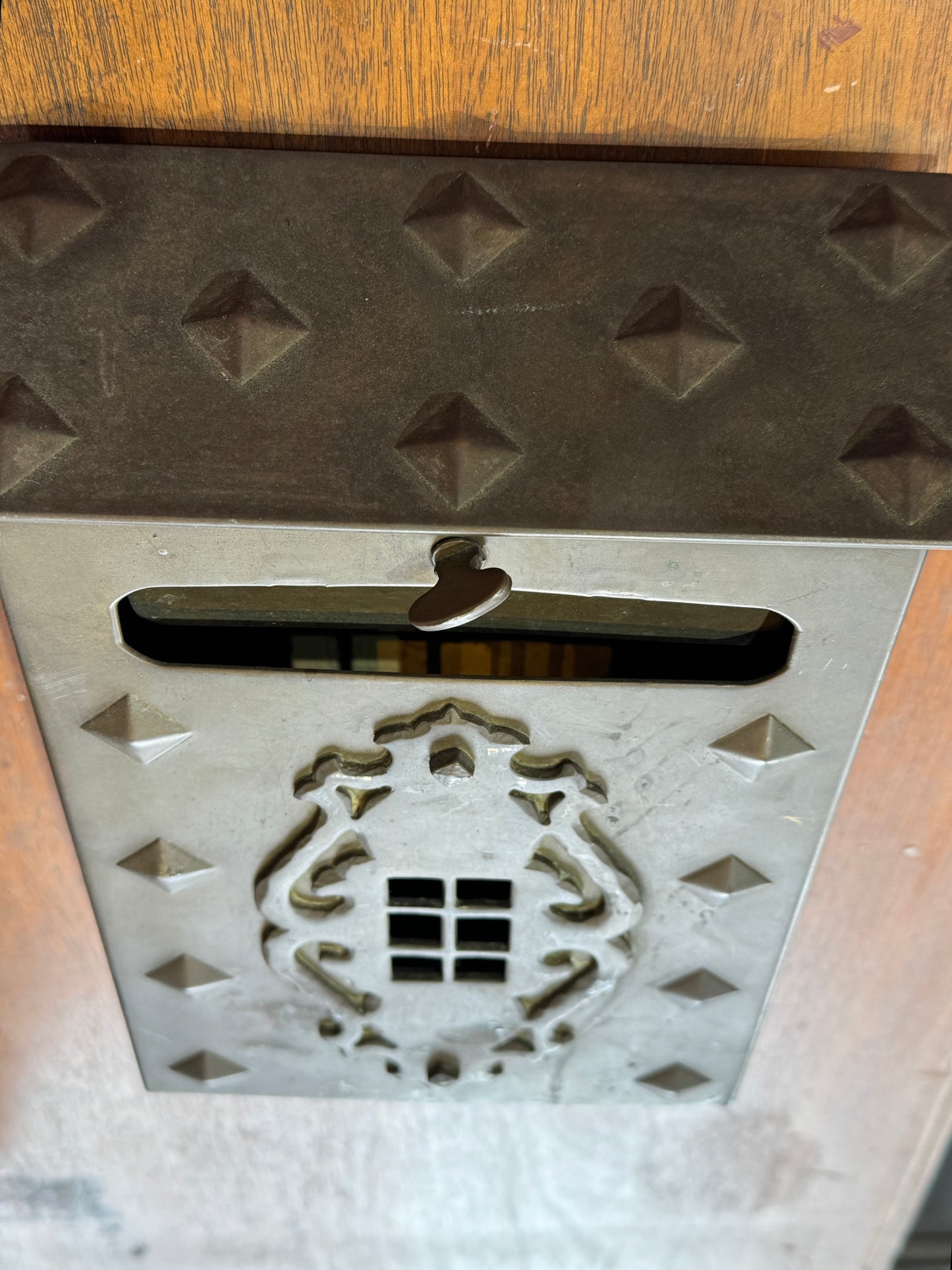 Vintage Brass Mailbox Wall Mount Arts & Crafts Tudor