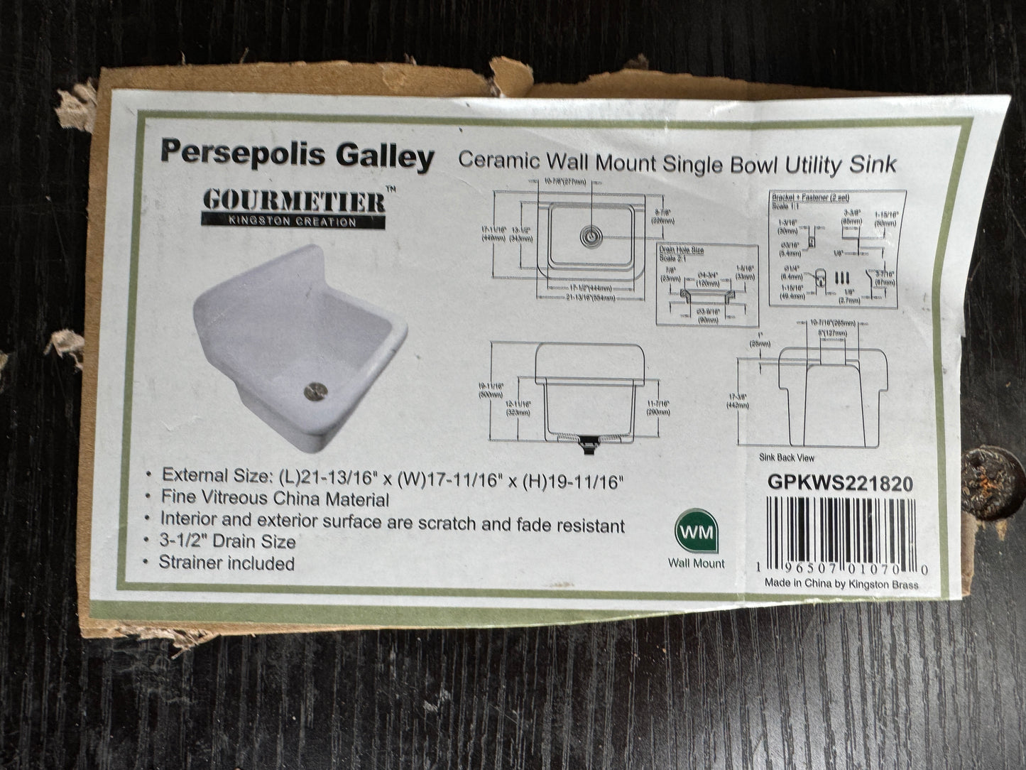 Gourmetier GPKWS221820 Ceramic Wall Mount Utility Sink