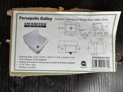 Gourmetier GPKWS221820 Ceramic Wall Mount Utility Sink