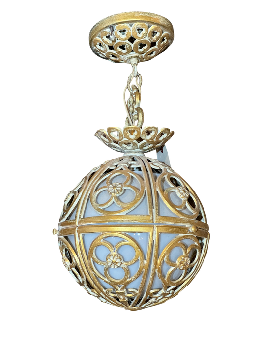 Vintage Brass Mid Century Modern Hanging Lamp