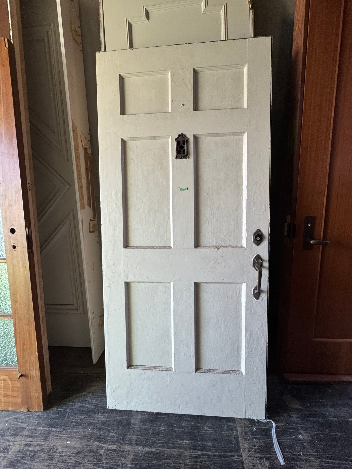 Solid Wood Exterior Front Door With Brass Speakeasy Port