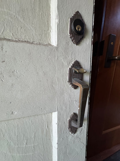 Solid Wood Exterior Front Door With Brass Speakeasy Port
