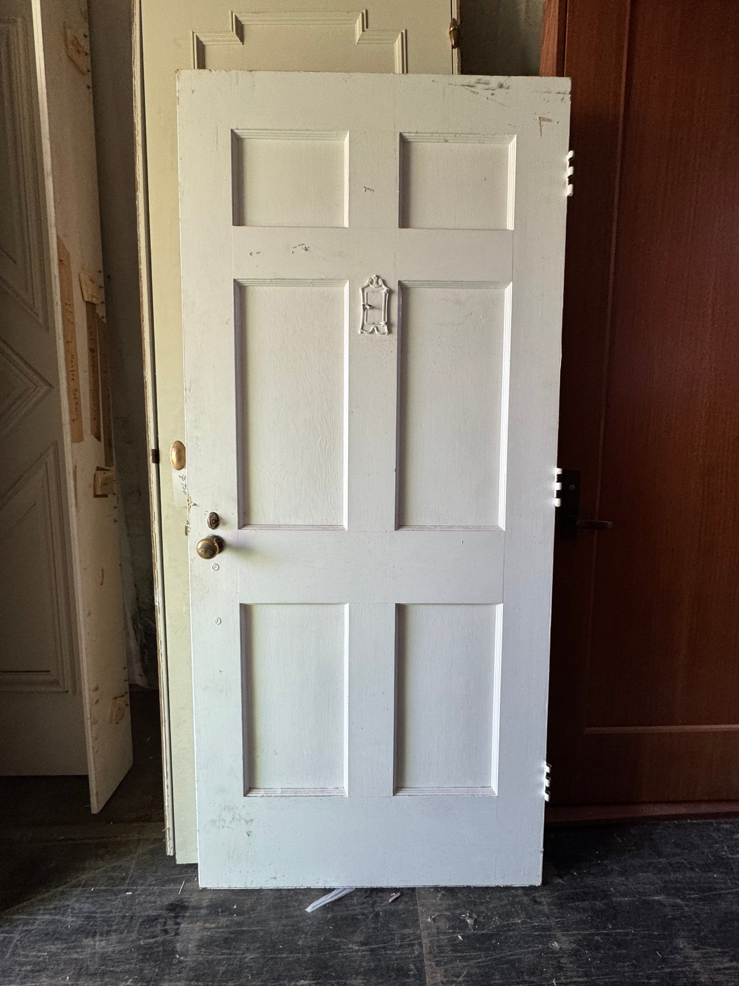 Solid Wood Exterior Front Door With Brass Speakeasy Port