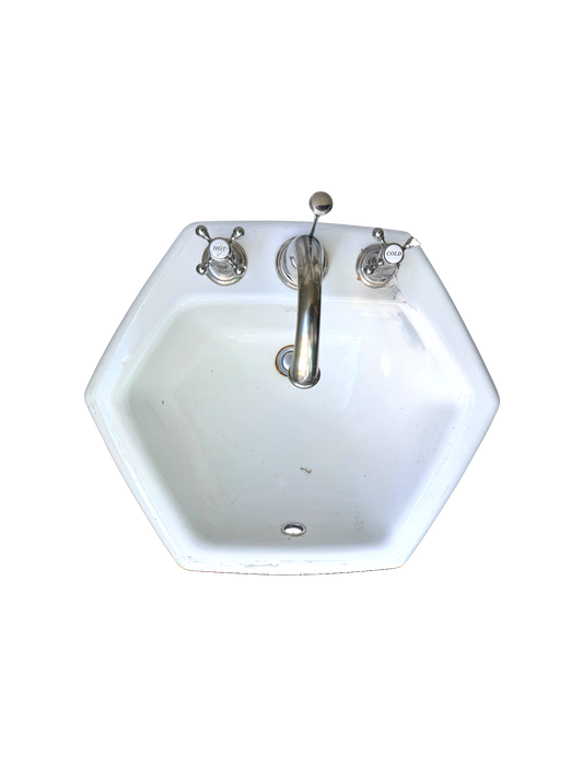 Kohler Cast Iron K2930 Drop-In Hexagon Sink With Perrin & Rowe Hardware