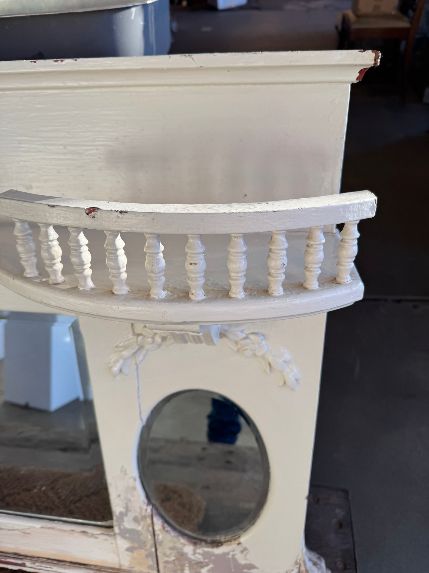 Vintage Victorian Redwood Overmantel Mantel WIth Beveled Mirrors