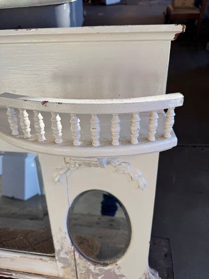 Vintage Victorian Redwood Overmantel Mantel WIth Beveled Mirrors