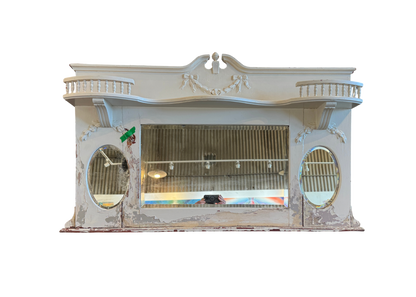 Vintage Victorian Redwood Overmantel Mantel WIth Beveled Mirrors