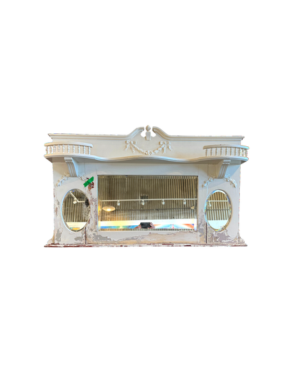 Vintage Victorian Redwood Overmantel Mantel WIth Beveled Mirrors