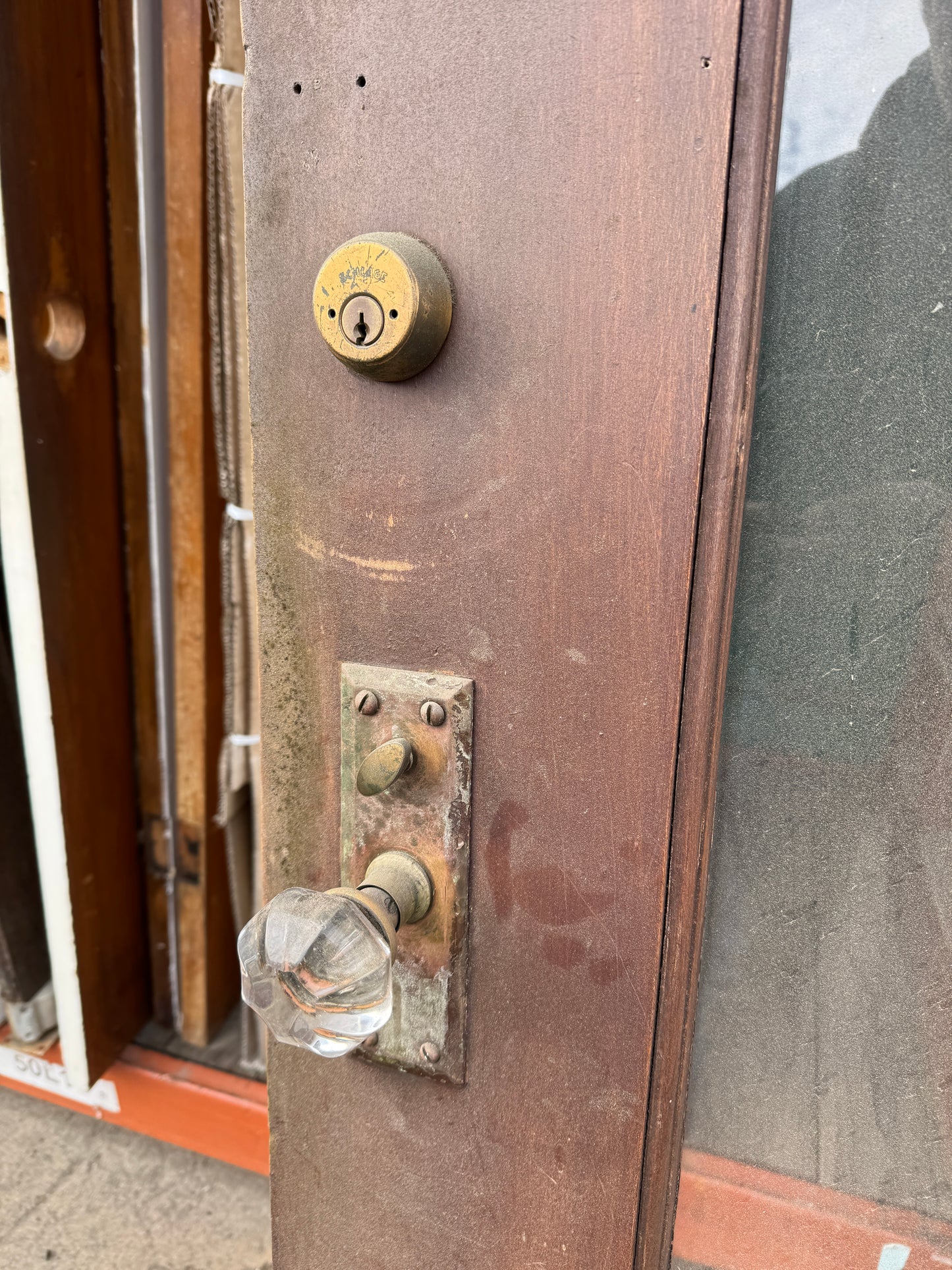 Large Vintage Solid Wood Exterior Front Door