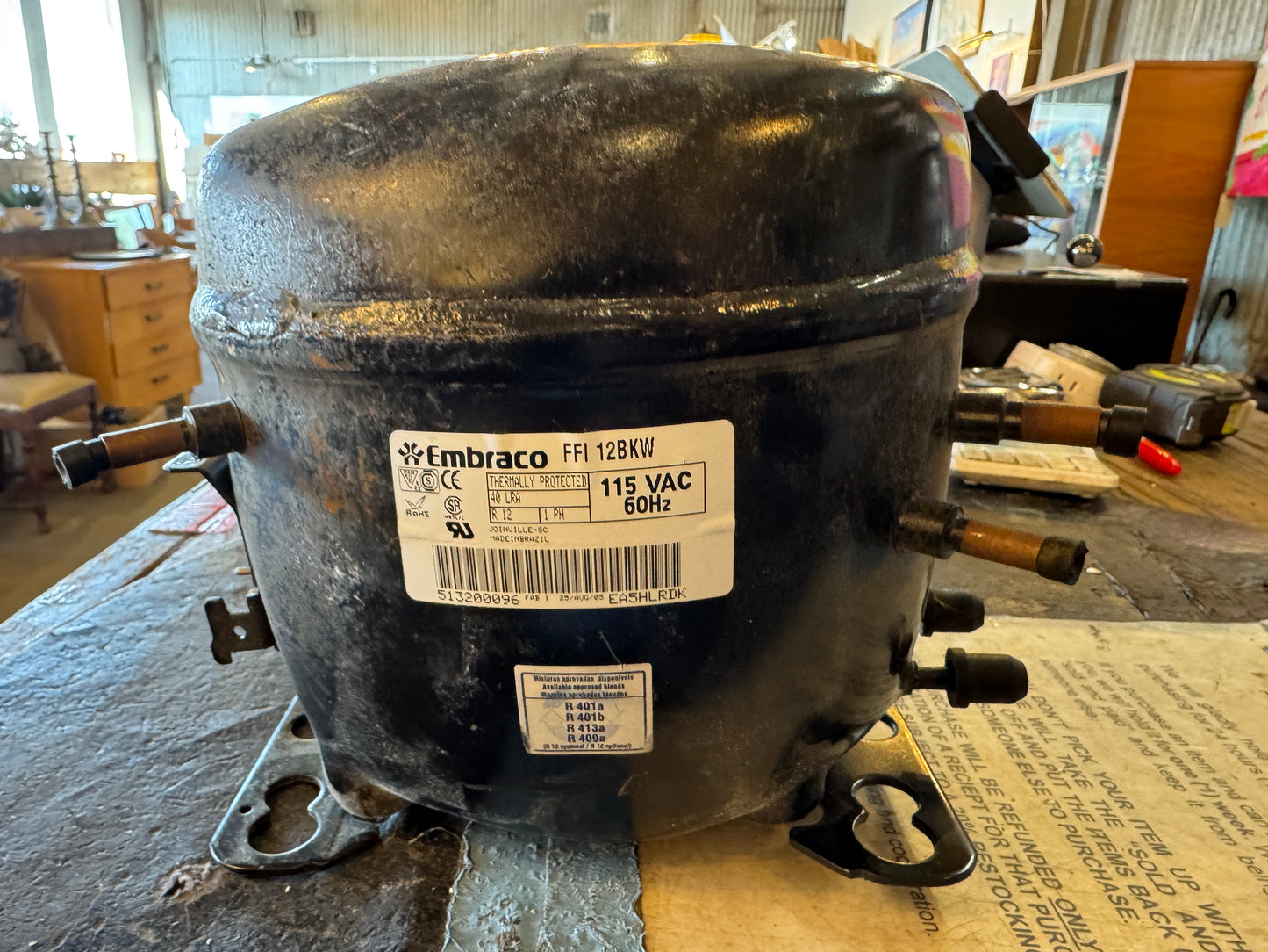 New Embraco FFI12BKW Compressor 1/3 HP R-12 115V