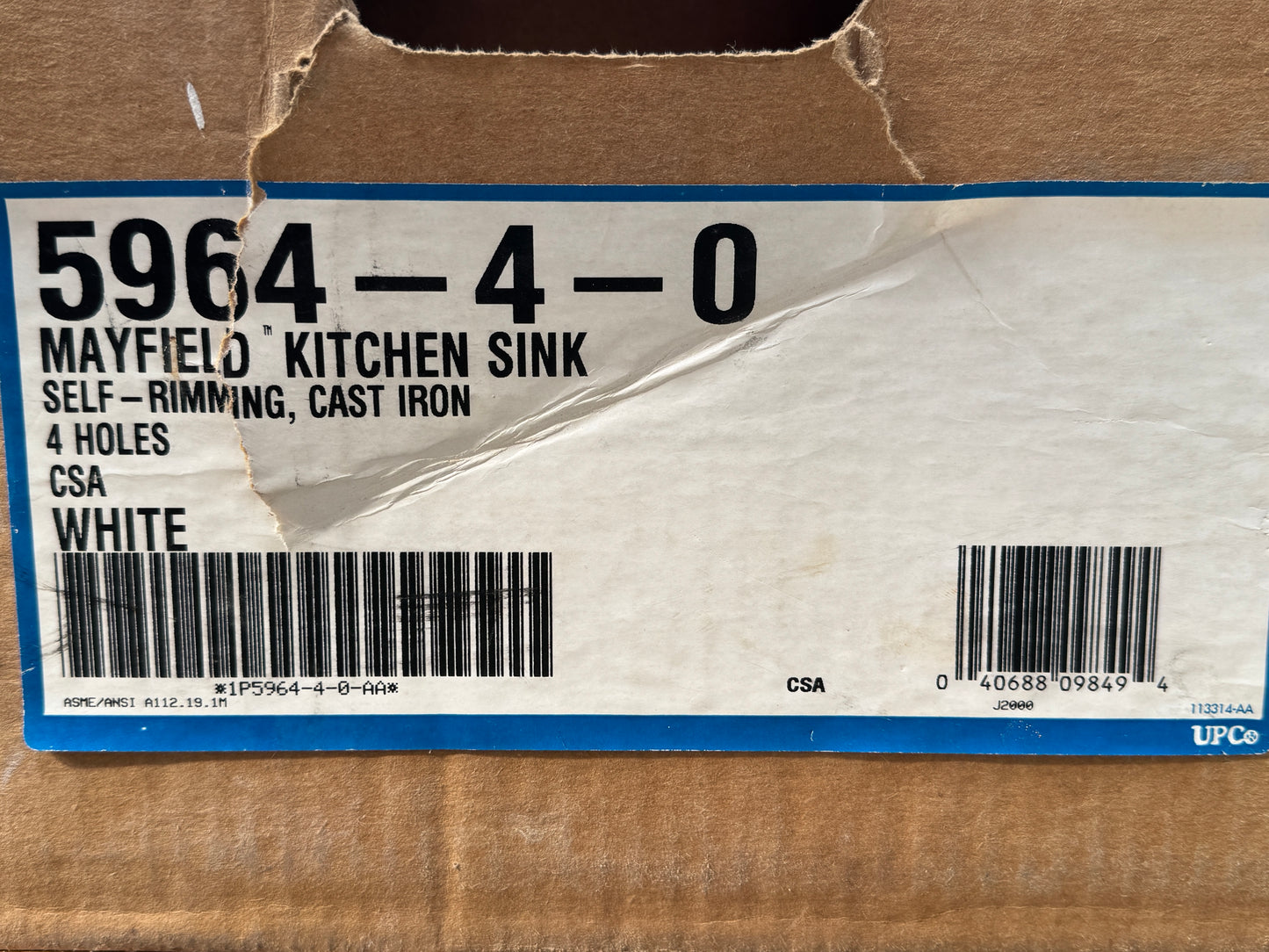 Kohler Mayfield 25" Top-Mount Enameled Cast-Iron Kitchen Sink